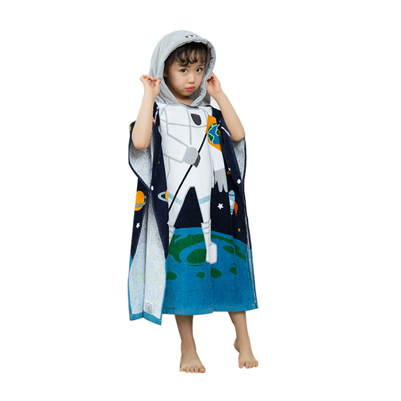 Shark Bath Towel Children's Hoodie Cloak Pure Cotton Towel Material Baby Bathrobe Baby Bath Wearable Bath Towels Super Absorbent