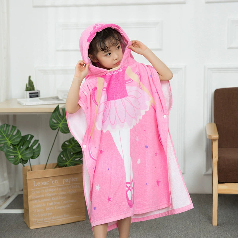 Shark Bath Towel Children's Hoodie Cloak Pure Cotton Towel Material Baby Bathrobe Baby Bath Wearable Bath Towels Super Absorbent