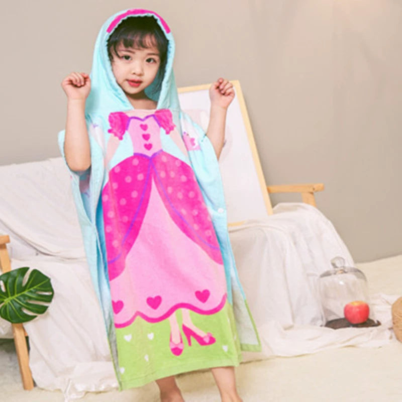 Shark Bath Towel Children's Hoodie Cloak Pure Cotton Towel Material Baby Bathrobe Baby Bath Wearable Bath Towels Super Absorbent
