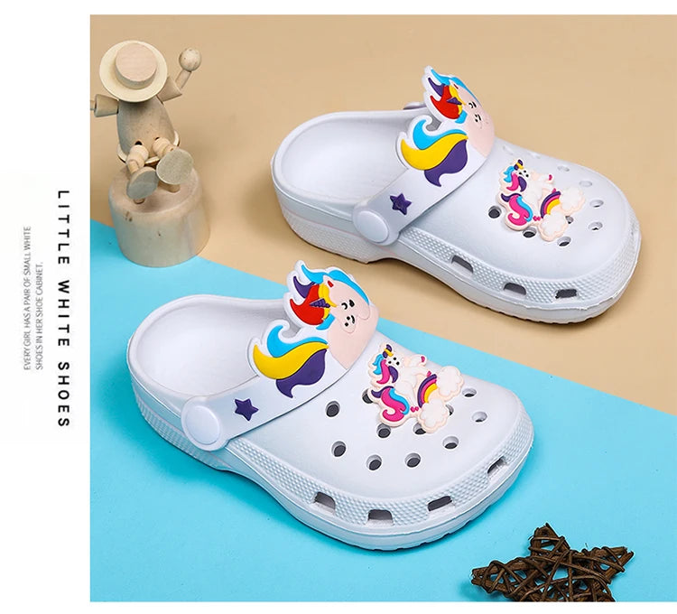 Kids Unicorn Sandals Boys Girls Mules Clogs Summer Garden Shoes Beach Slippers Kids Crocs Hole Shoes