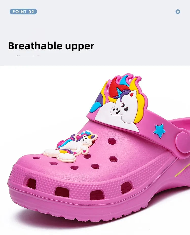 Kids Unicorn Sandals Boys Girls Mules Clogs Summer Garden Shoes Beach Slippers Kids Crocs Hole Shoes