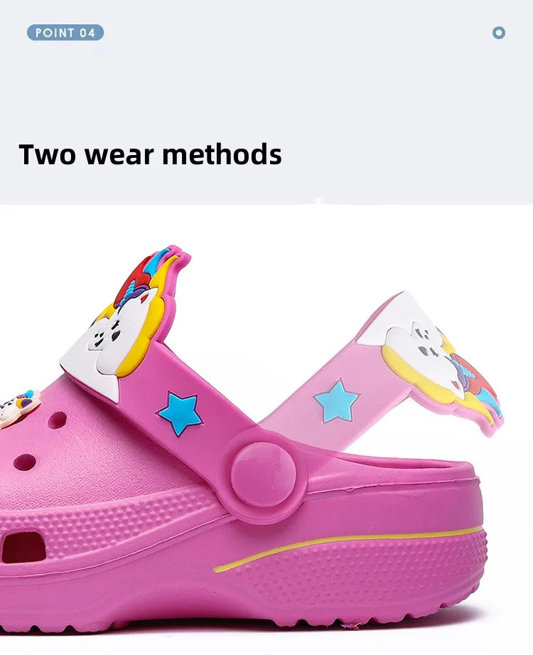 Kids Unicorn Sandals Boys Girls Mules Clogs Summer Garden Shoes Beach Slippers Kids Crocs Hole Shoes