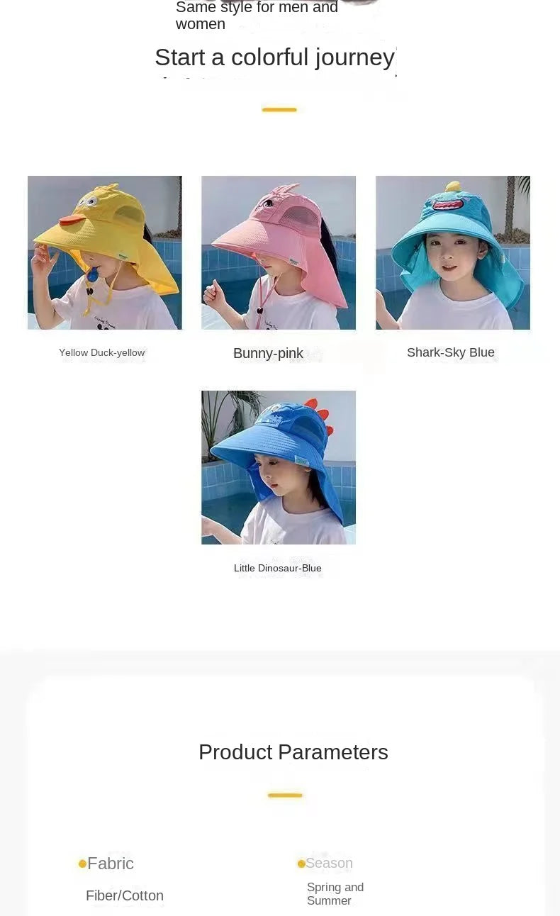 Outdoor Summer Hat for Kids Children Sun Hat Neck Ear Cover Sun Protection Beach Caps Kids Boy Girl Flap Cap for Children