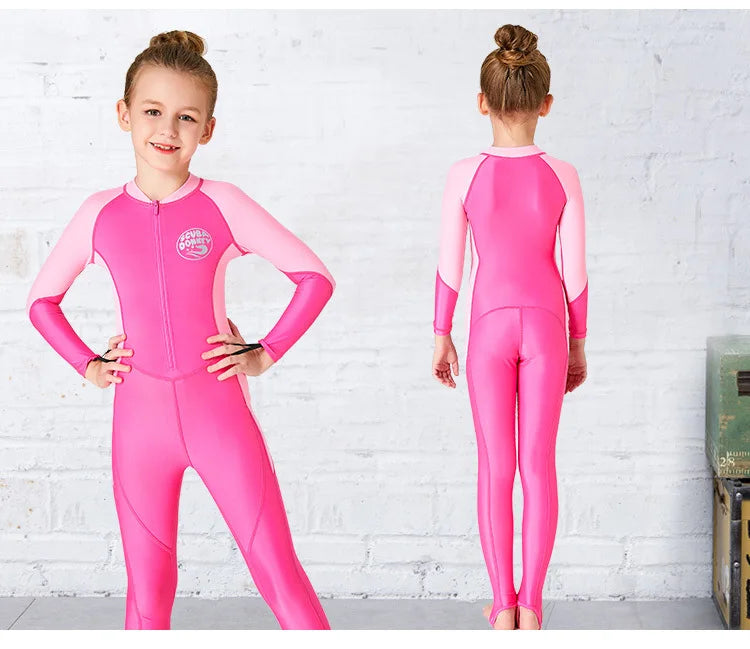 Children's Patchwork One Piece Swimsuit - Nylon & Spandex Blend
