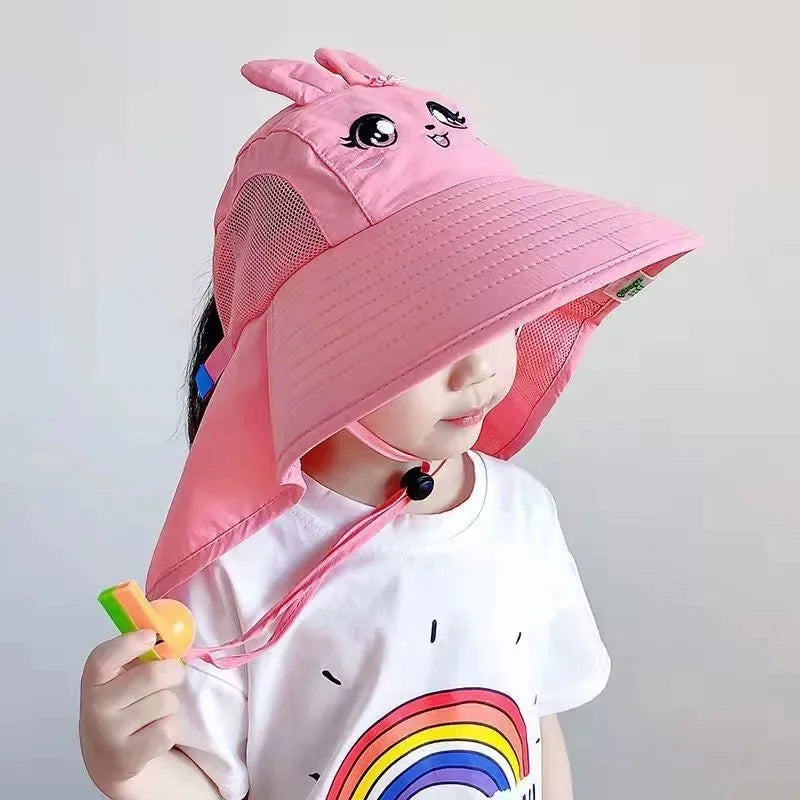 Outdoor Summer Hat for Kids Children Sun Hat Neck Ear Cover Sun Protection Beach Caps Kids Boy Girl Flap Cap for Children