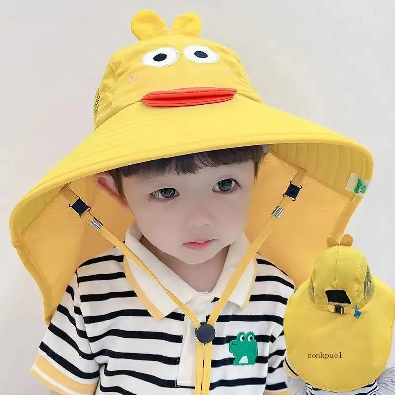 Outdoor Summer Hat for Kids Children Sun Hat Neck Ear Cover Sun Protection Beach Caps Kids Boy Girl Flap Cap for Children