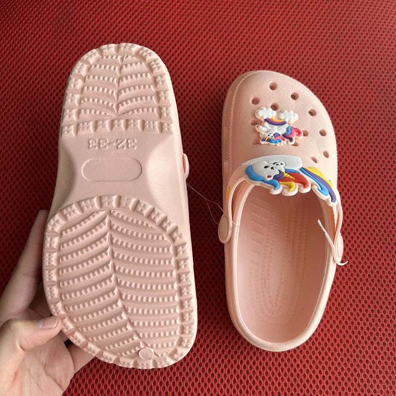 Kids Unicorn Sandals Boys Girls Mules Clogs Summer Garden Shoes Beach Slippers Kids Crocs Hole Shoes