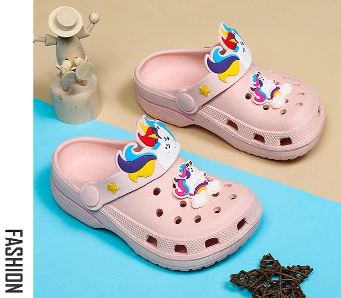 Kids Unicorn Sandals Boys Girls Mules Clogs Summer Garden Shoes Beach Slippers Kids Crocs Hole Shoes