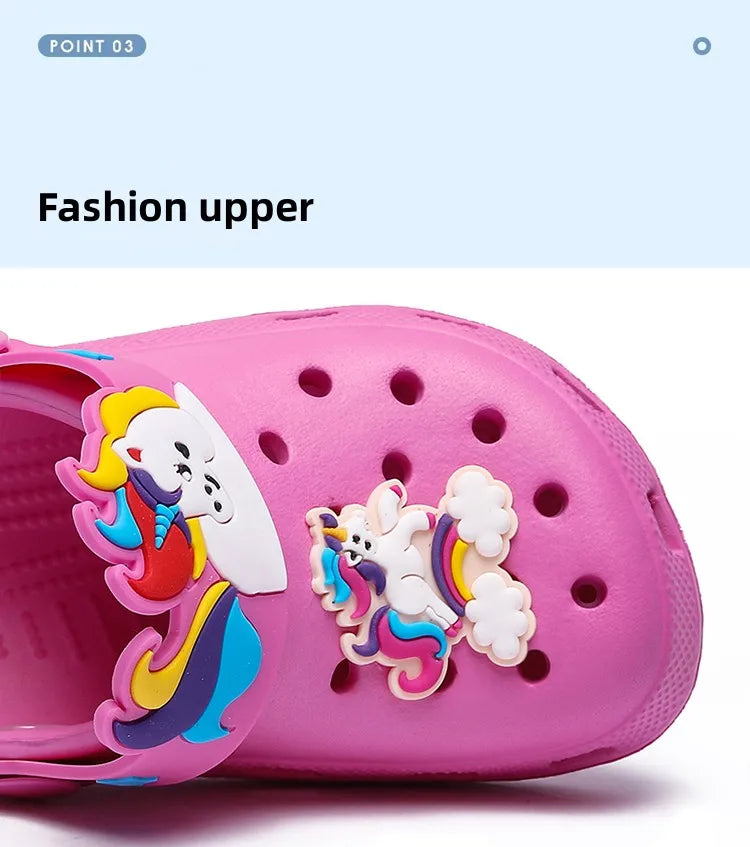 Kids Unicorn Sandals Boys Girls Mules Clogs Summer Garden Shoes Beach Slippers Kids Crocs Hole Shoes